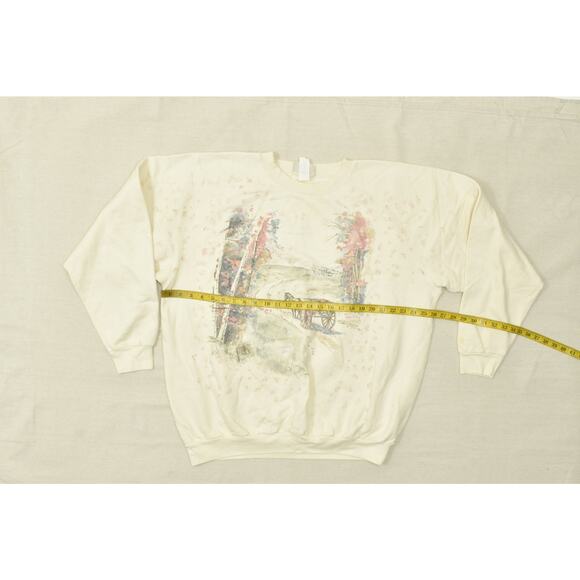 Northern Reflections Men's Vintage Crewneck Sweatshirt Cream Graphic XL Stained - Picture 4 of 8